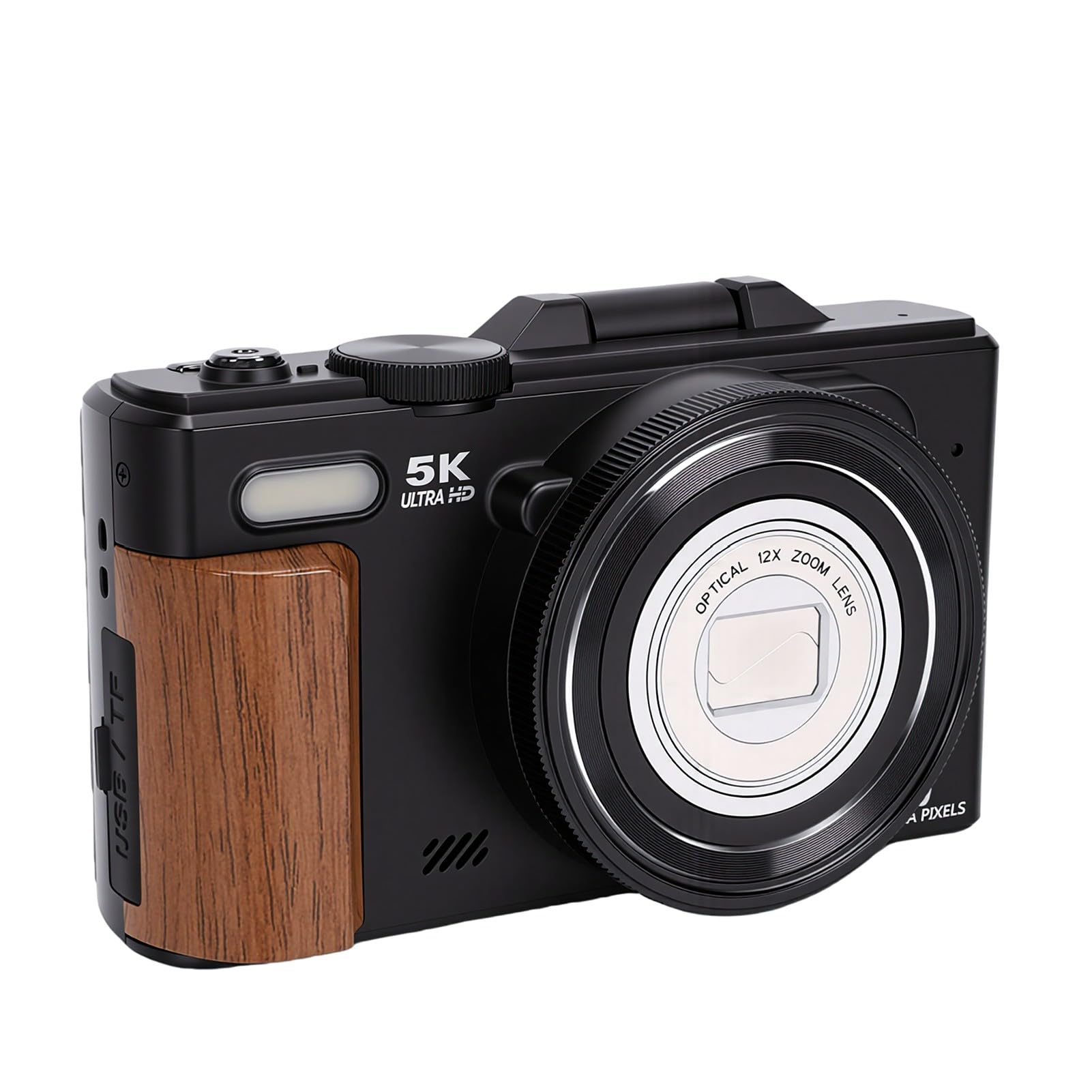 Bewinner Cámara Digital 5K para Vlogging de Fotografía de Viajes | Cámara sin espejo de 80MP con pantalla abatible 180 de 3 pulgadas, enfoque automático con zoom óptico de 12X, cámara WiFi