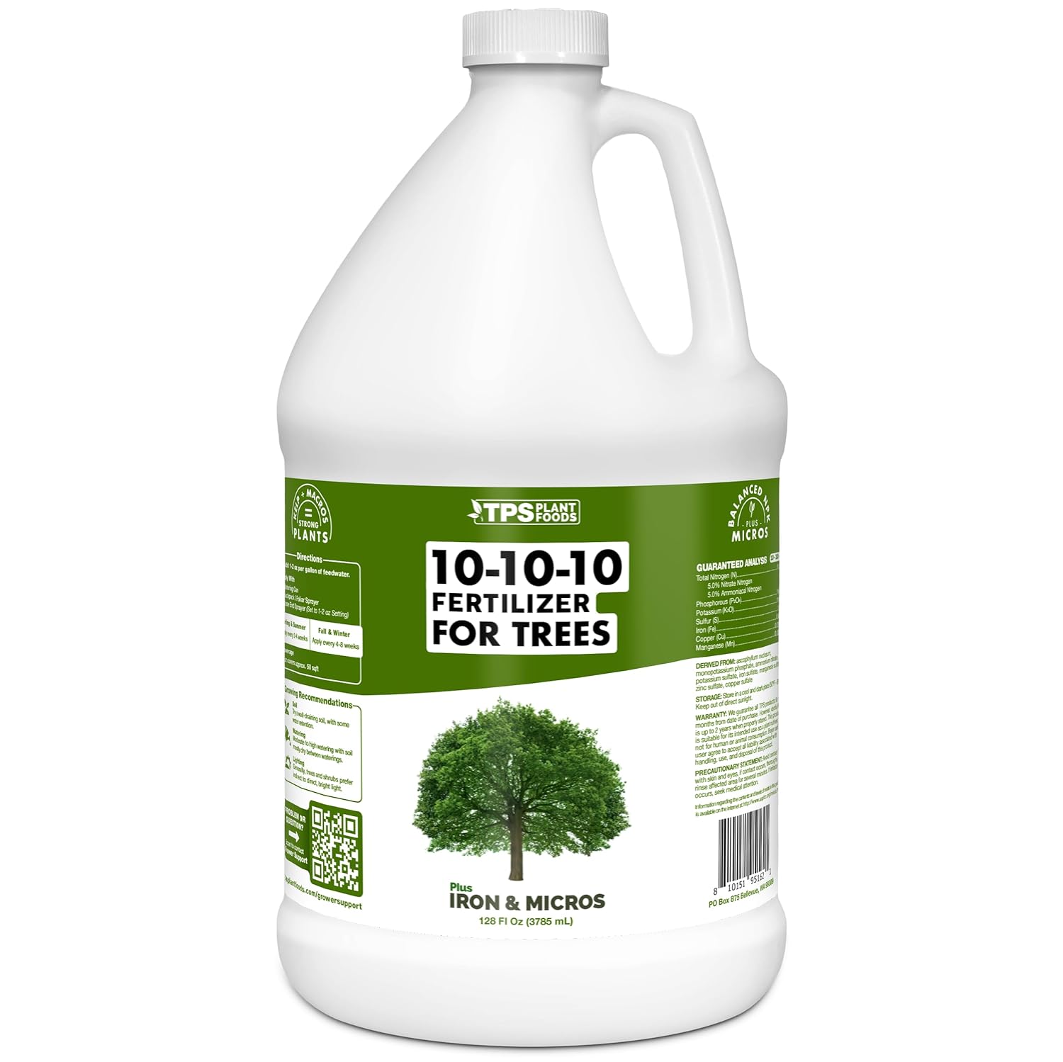 Liquid 10-10-10 Fertilizer for Trees and Shrubs – Balanced NPK Plus Iron and Micros for Stronger Growth and Healthy Roots, 1 Gallon