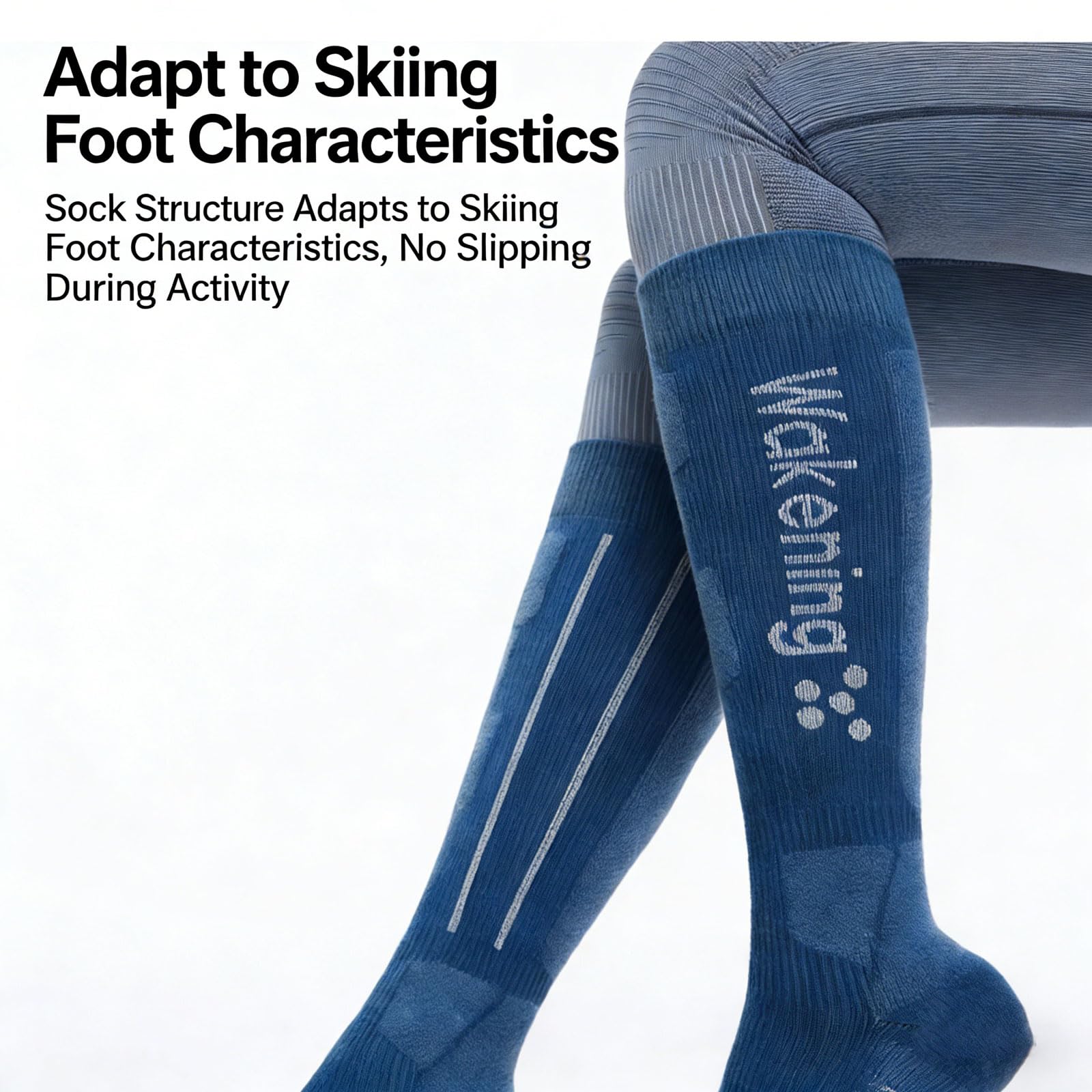 2 Paia Calzini da Sci per Uomo e Donna Calze Termiche al Ginocchio Compressione Calzini Invernali Assorbimento umidità Cuscini Calzini da Snowboard per Sci-Montagna-Escursionismo-Trekking