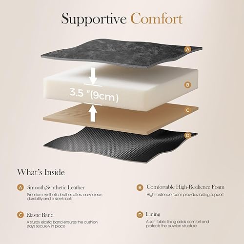 Miniatura 12 de Sophia & William Juego de 2 taburetes de bar marrones, taburetes de bar de 24 pulgadas de altura de mostrador para isla de cocina, taburetes de bar