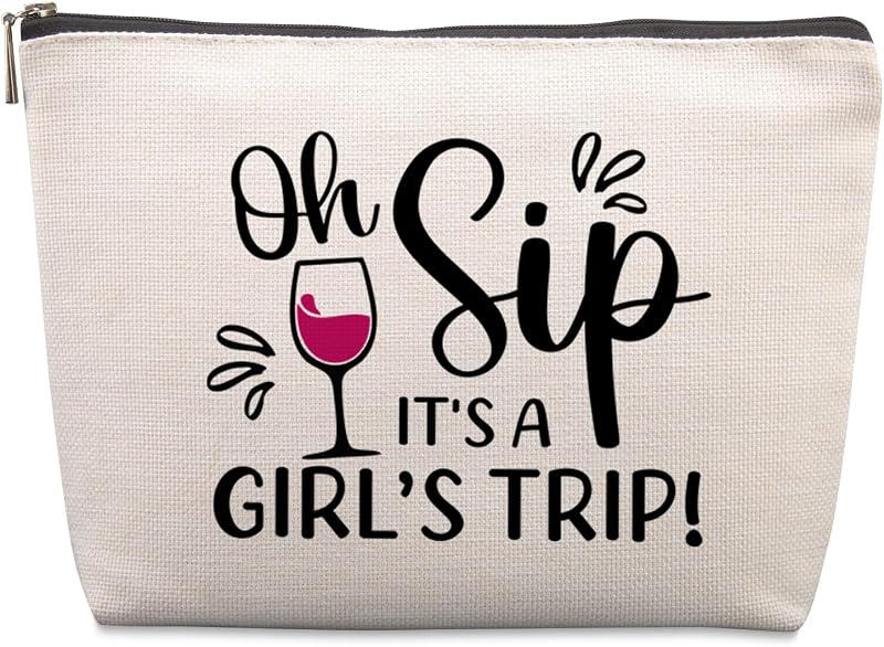 Necessaire de maquiagem Lcoanriut com estampa Oh Sip It's A Girl’s Trip, CB56, 1 unidade