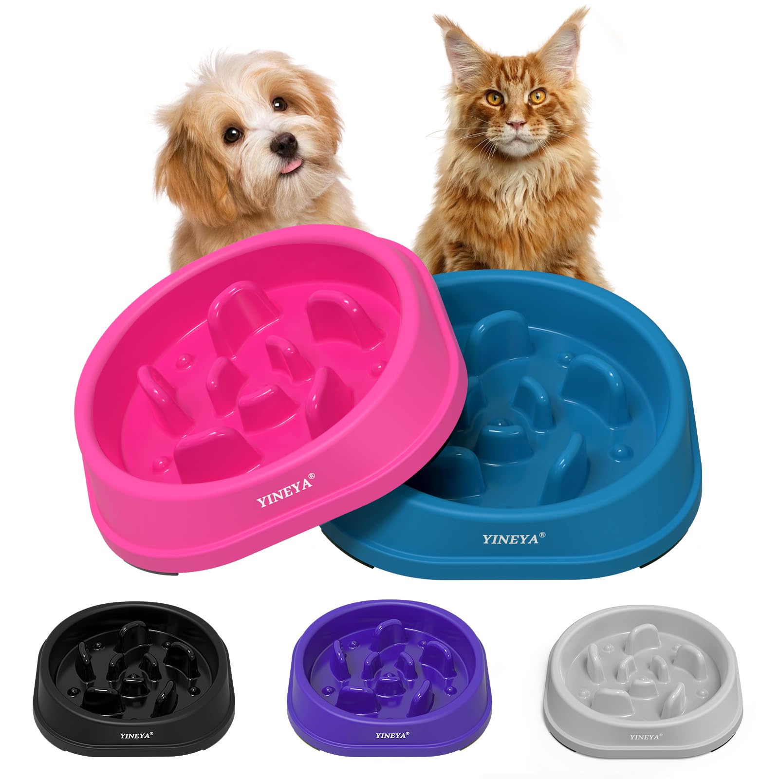 2Pcs Slow Feeder Dog Bowls Small Size Dog, Anti-Choking Dog Slow Feeder Bowl, Slow Feeder Cat Bowl, Cat Food Bowl Slow Feeder, Small Dog Bowls Slow Feeder, Dog Food Bowl for Small Dogs and Cats