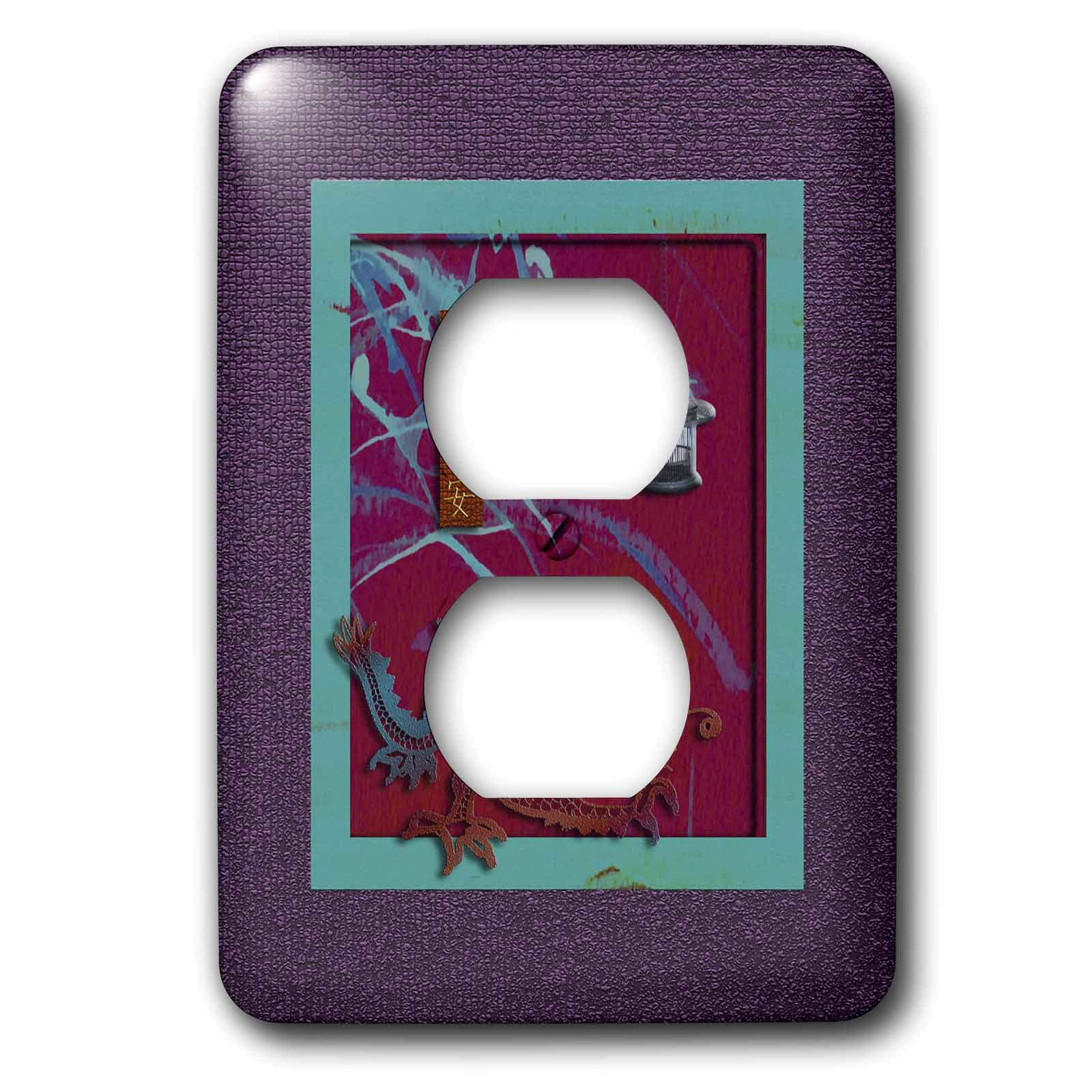 Dragon coloré et lanterne : plaque de finition premium pour 2 prises