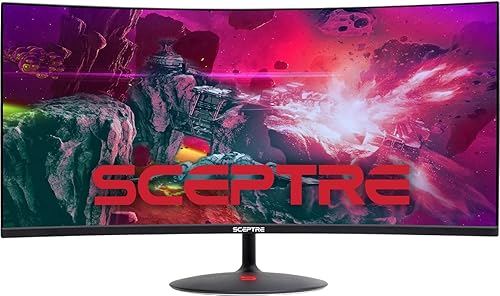 Sceptre Monitor LED creativo de 34 pulgadas curvado ultra ancho 21 9 2560 x 1080 sin marco HDMI DisplayPort hasta 100Hz, negro máquina 2020