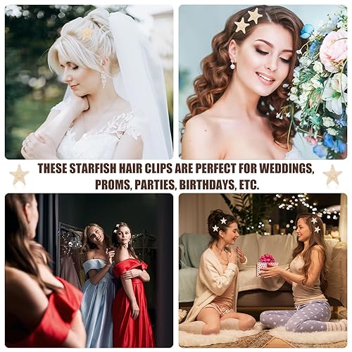 Miniatura 5 de 8 pinzas para el cabello de estrella de mar, accesorios para el cabello de sirena para niñas y mujeres, horquillas de cabello de estrella de mar,