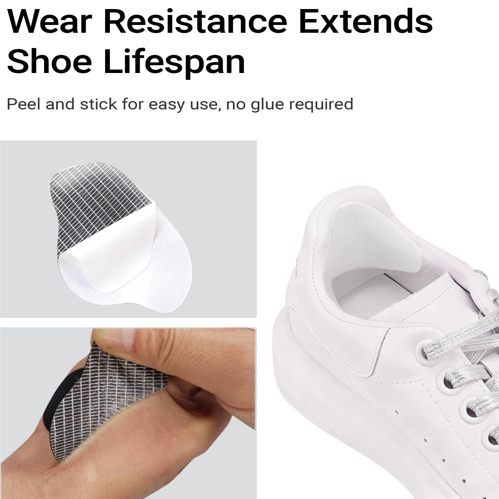 16 parches de reparación de talón de zapatos, parche de cuero de microfibra autoadhesivo multicolor para tenis, botas de trabajo y zapatos de senderismo, evita el desgaste en los dedos y
