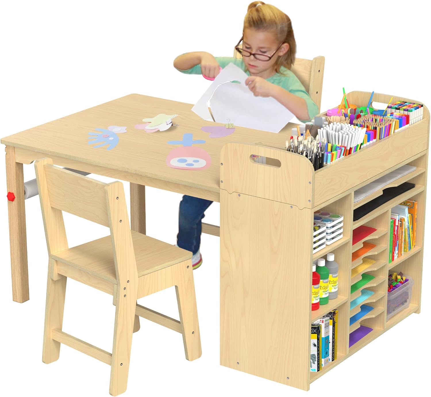 GDLF Kids Art Table and Chairs Set Craft Table with Large