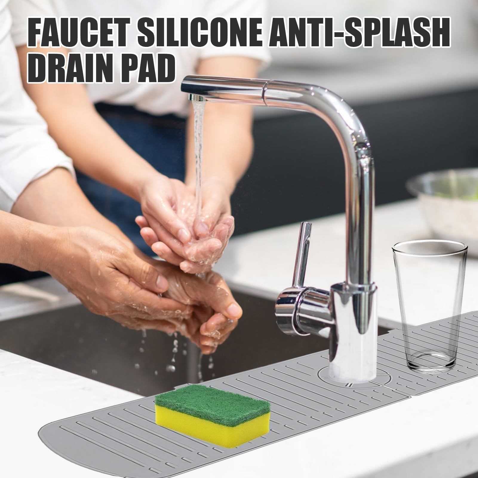 Paraspruzzi Per Lavello In Silicone - 61 Cm, Grigio, Multiuso Per Cucina E Bagno, Antischizzi - Foto 7