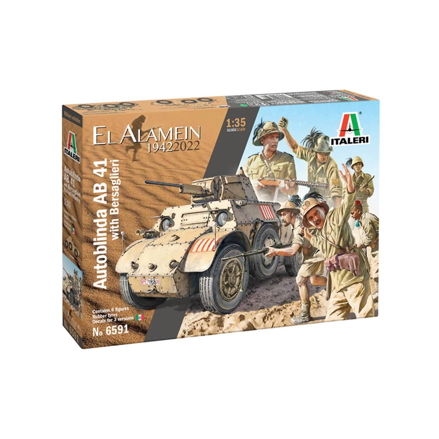 Italeri - 6591 AB 41 with Bersaglieri Italian Infantry, Scala 1:35, Plastic Model Kit, Modello in Plastica da Montare, Modellismo