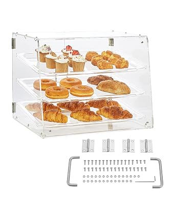 VEVOR Pastry Display Case, 4mm Detachable Tray, Transparent Sturdy Versatile