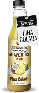 Syruvia Snow Cone Syrup 12.7oz - Pina Colada Syrup For Shaved Ice, Snow Cones, Slushies, Italian Soda, Popsicles. Kosher, Dairy-Free.