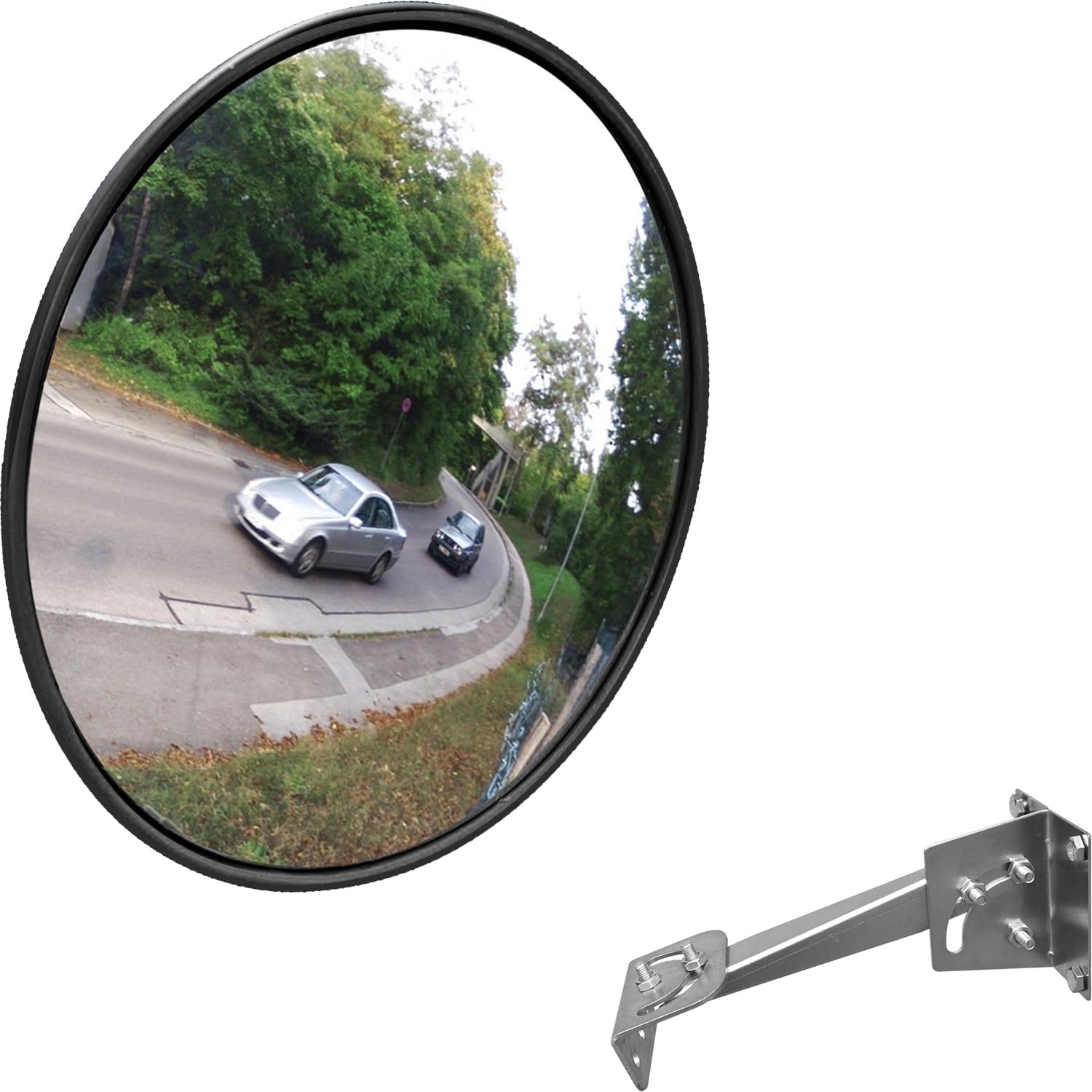 Black Wall-mounted Traffic Safety Convex Mirror, Anti-theft Security Mirrors for Retail Store, Garage, Warehouse, Blind Spot, Office, Parking Lot (2, 18" Diameter)