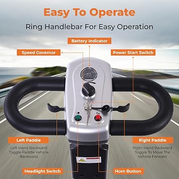 Mobility Scooter for Seniors & Adults, Foldable 4-Wheel Electric Mobility Scooter with LED Headlight & Basket, Lightweight Portable Powered Wheelchair for Travel & Daily Use (Argent, 20AH)