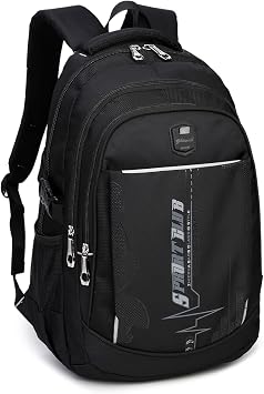School Backpacks Student Bookbag Laptop Rucksack Computer Casual Shoulder Daypack Travel Back Pack for Teen Boys Black