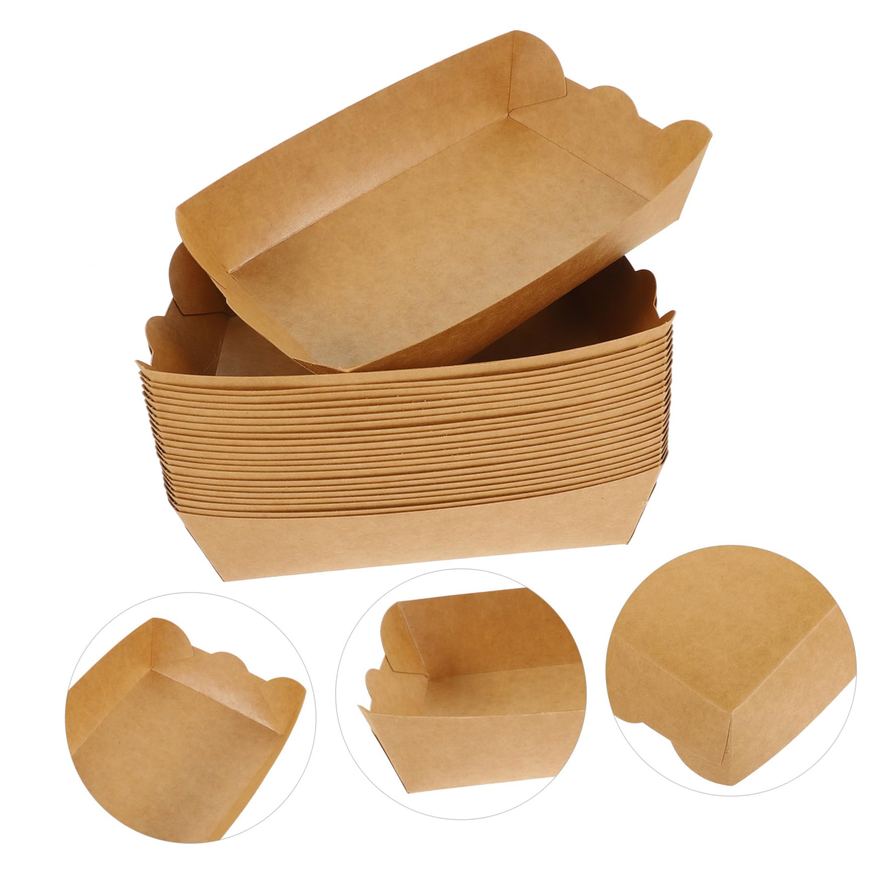 YARNOW Scatola a Barca in Carta per Alimenti 100 Pezzi, Kraft | Pollo Fritto e Patatine, Apertura Ampia, Contatto Diretto Cibo, Adatta a Picnic e Feste