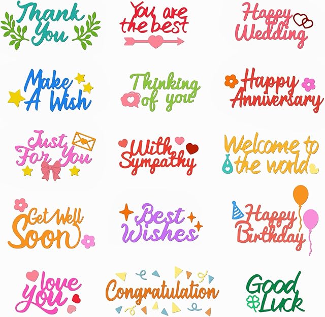 INFUNLY Word Die Cut for Card Making Blessing Word Metal Cutting Dies Congratulations Die Cuts Happy Birthday Embossing Stencils Template for DIY Scrap-Booking Decor Wedding Birthday Easter Card