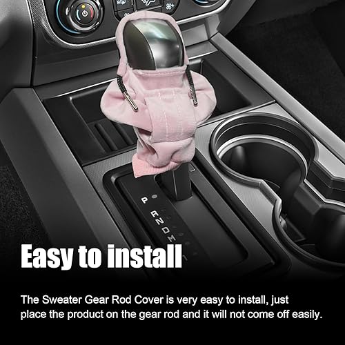 Miniatura 35 de Ziciner Funda para pomo de palanca de cambios de automóvil, diseño de suéter de moda, protector de palanca de cambios suave universal, accesorios