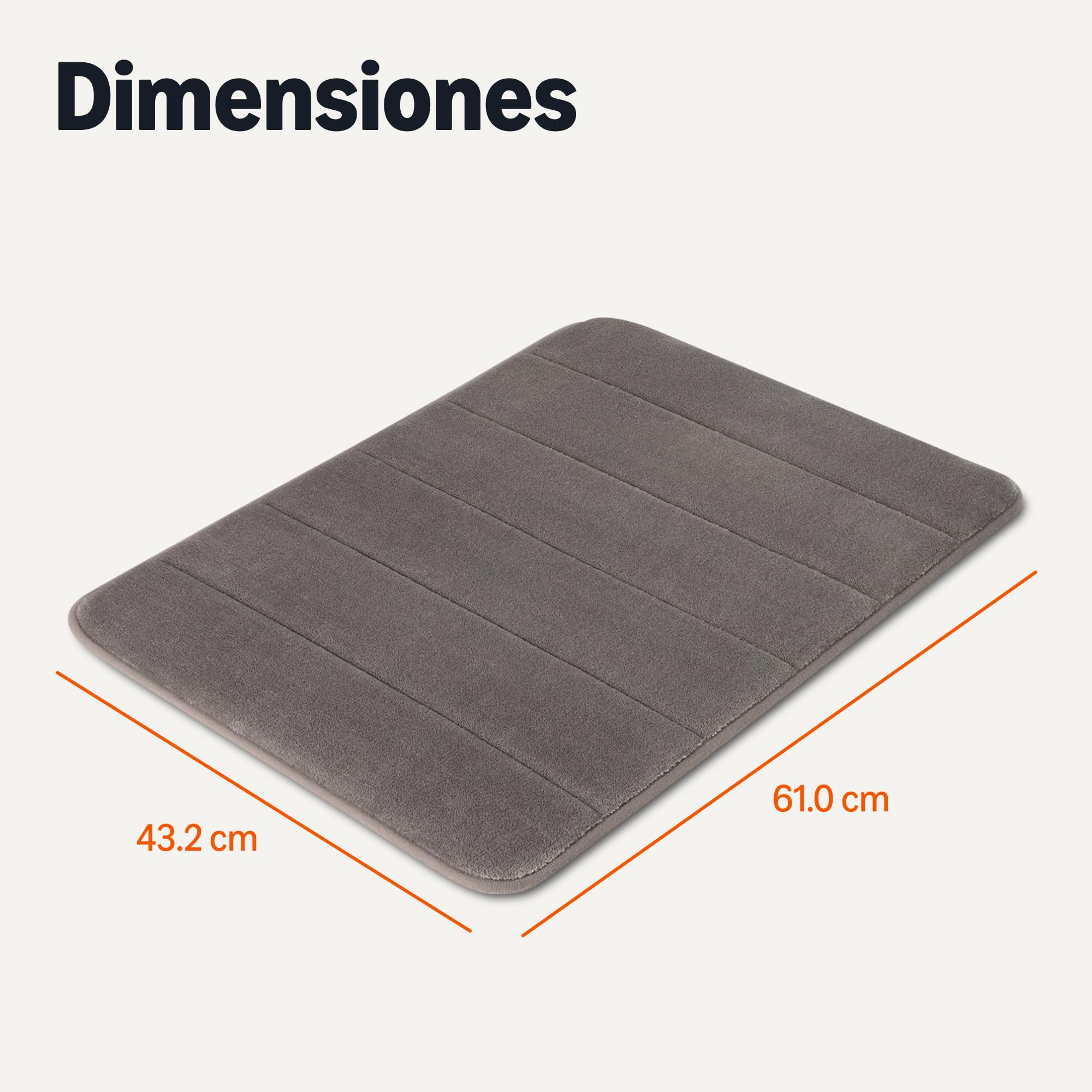 Amazon Basics Alfombra de Baño Antideslizante de Espuma viscoelástica, Alfombrilla de Ducha Ultra Suave, Absorbente, Secado Rápido, Lavable a Máquina, 43x61 cm, Gris Oscuro