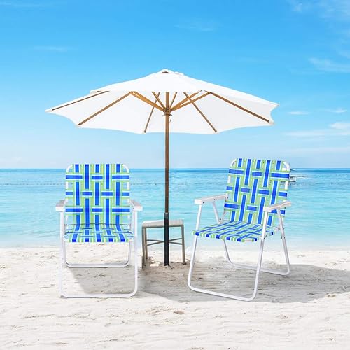 Miniatura 2 de Safstar - Juego de 6 sillas de playa, sillas plegables portátiles con marco de acero estable y reposabrazos cómodo, carga de hasta 265 libras,