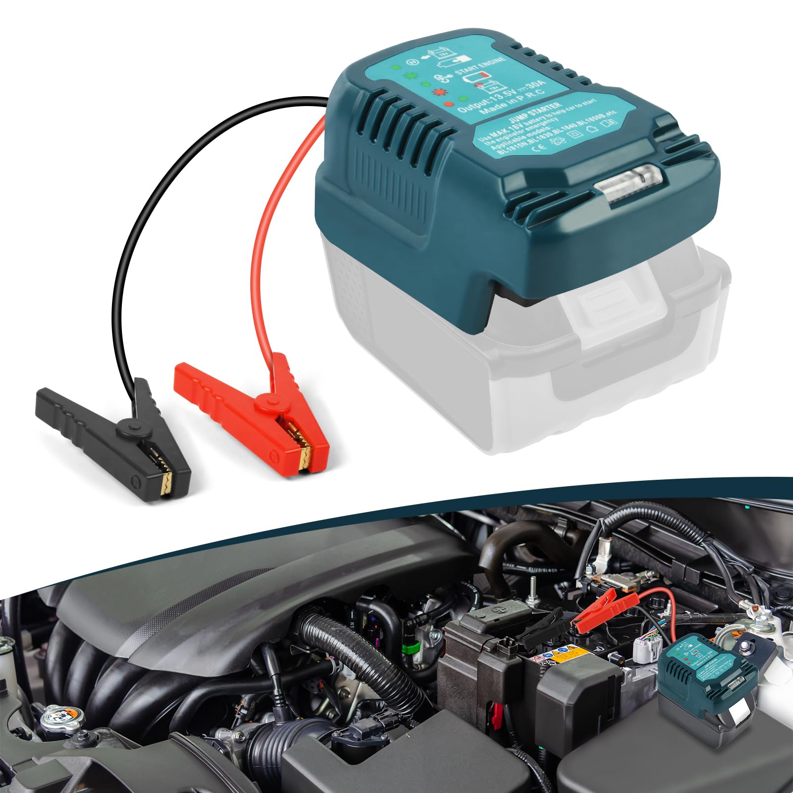 Flintronic Booster Batterie Voiture, Démarreur Batterie Voiture Portable, LED 12V Jump Starter avec Lumière LED Pince Intelligente, Protection Multiple,Auto Moto SUV Camion,pour Moteurs Diesel 3,0L