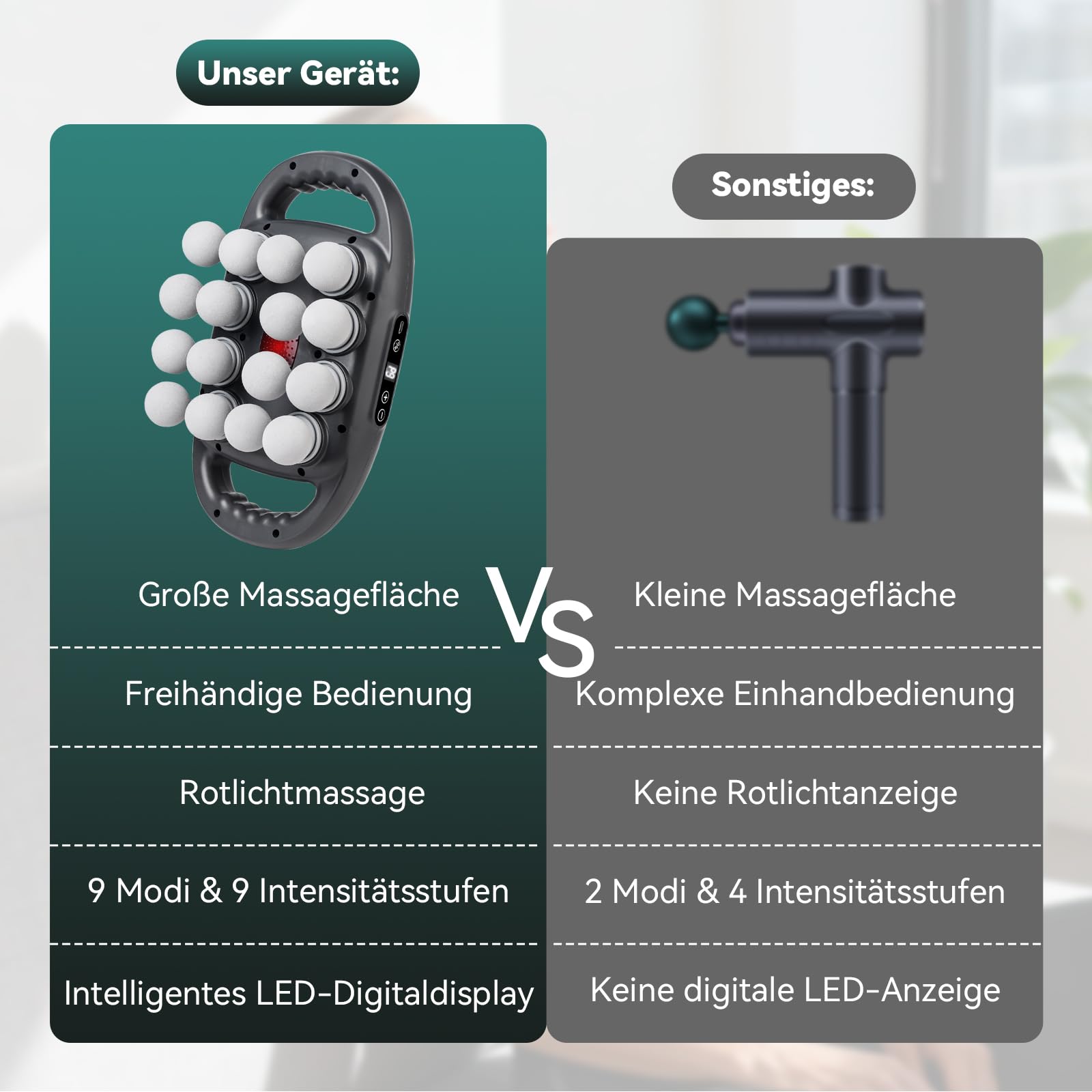 8/16-Kopf-Massagegerät mit Rotlicht zur Linderung von Muskelverspannungen und Müdigkeit,Tiefenmassagepistole für die Muskulatur, 9 Geschwindigkeiten und 9 Modi für Training und täglichen Gebrauch