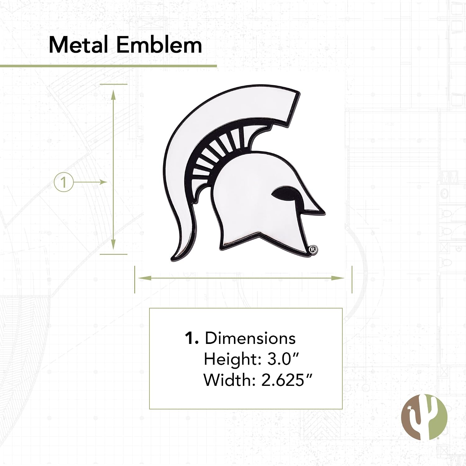 Desert Cactus Michigan State University Metal 3D Auto Car Emblem Sticker Chrome Spartans MSU Premium Truck Vehicle Emblems