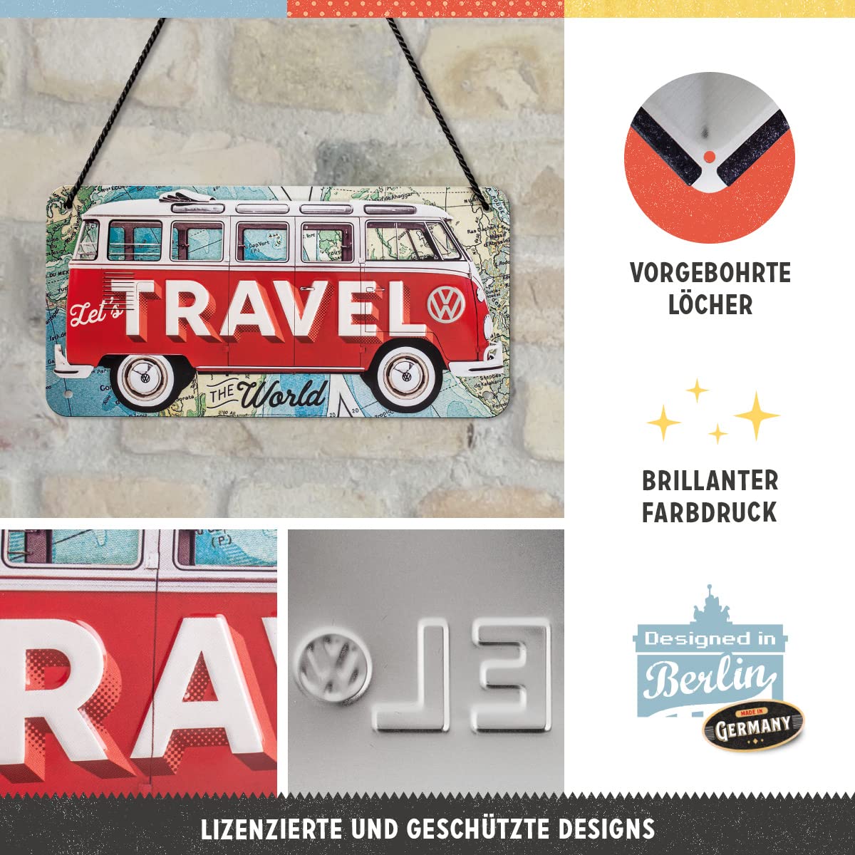 Decorazione Garage Stile Retro Nostalgic-Art - Emaille-Becher - Volkswagen - VW Bulli - Let's Get Lo Targa Decorativa Volkswagen
