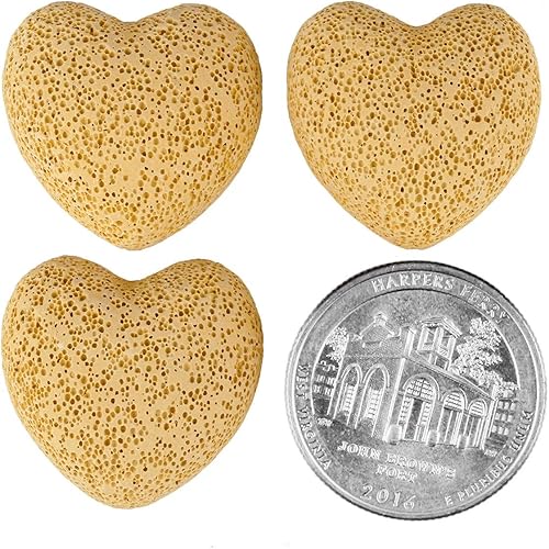 Miniatura 2 de rockcloud Juego de difusor de aceite esencial de aromaterapia con forma de corazón de piedra de lava amarilla con forma de corazón, 0.9 pulgadas, 10