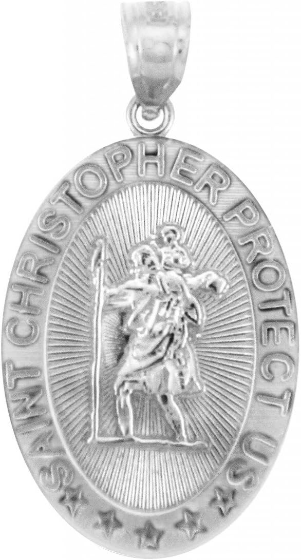 925 Sterling Silver St Christopher Medal Patron Saint of Travelers Catholic Protection Necklace