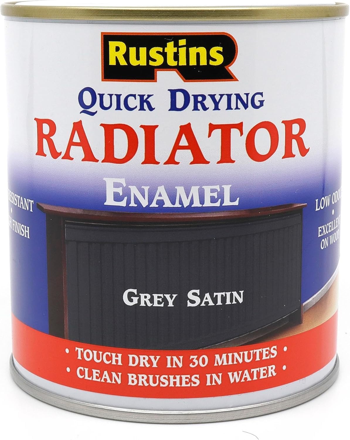 Satin Grey Radiator Enamel Paint Rustins Quick Drying 500ml Fade Resistant Paint