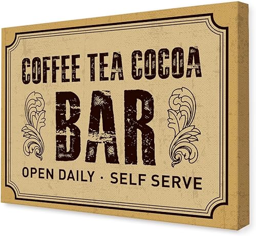 Vintage Coffee Canvas Wall Art,Coffee Tea Cocoa Bar Wall Decor for Cafe Bar Kitc