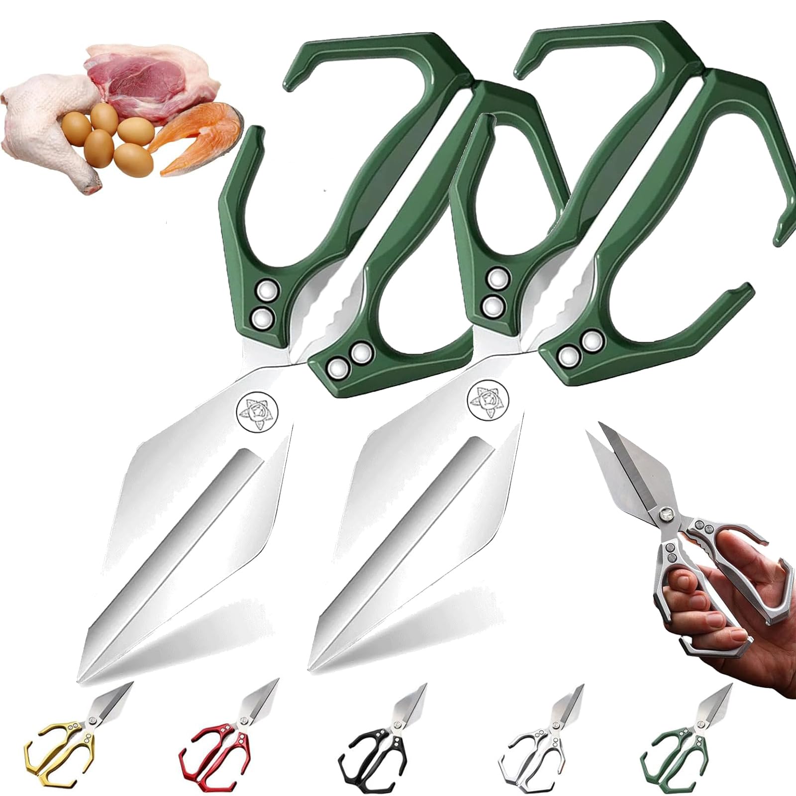Tijeras de Cocina multifuncionales de Alta Resistencia, Tijeras de Cocina Interactk para Alimentos, Tijeras afiladas de Acero Inoxidable para Aves de Corral, Corte de Hueso Resistente para Corte de