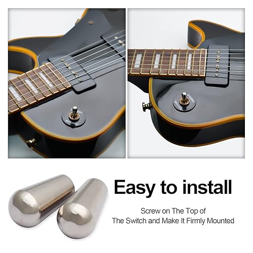 Miniatura 36 de MAXCHEER Interruptor de palanca de 3 vías para guitarra LP de latón SAE 8-32 con rosca de EE. UU., perilla para interruptor Gibson Les Negro