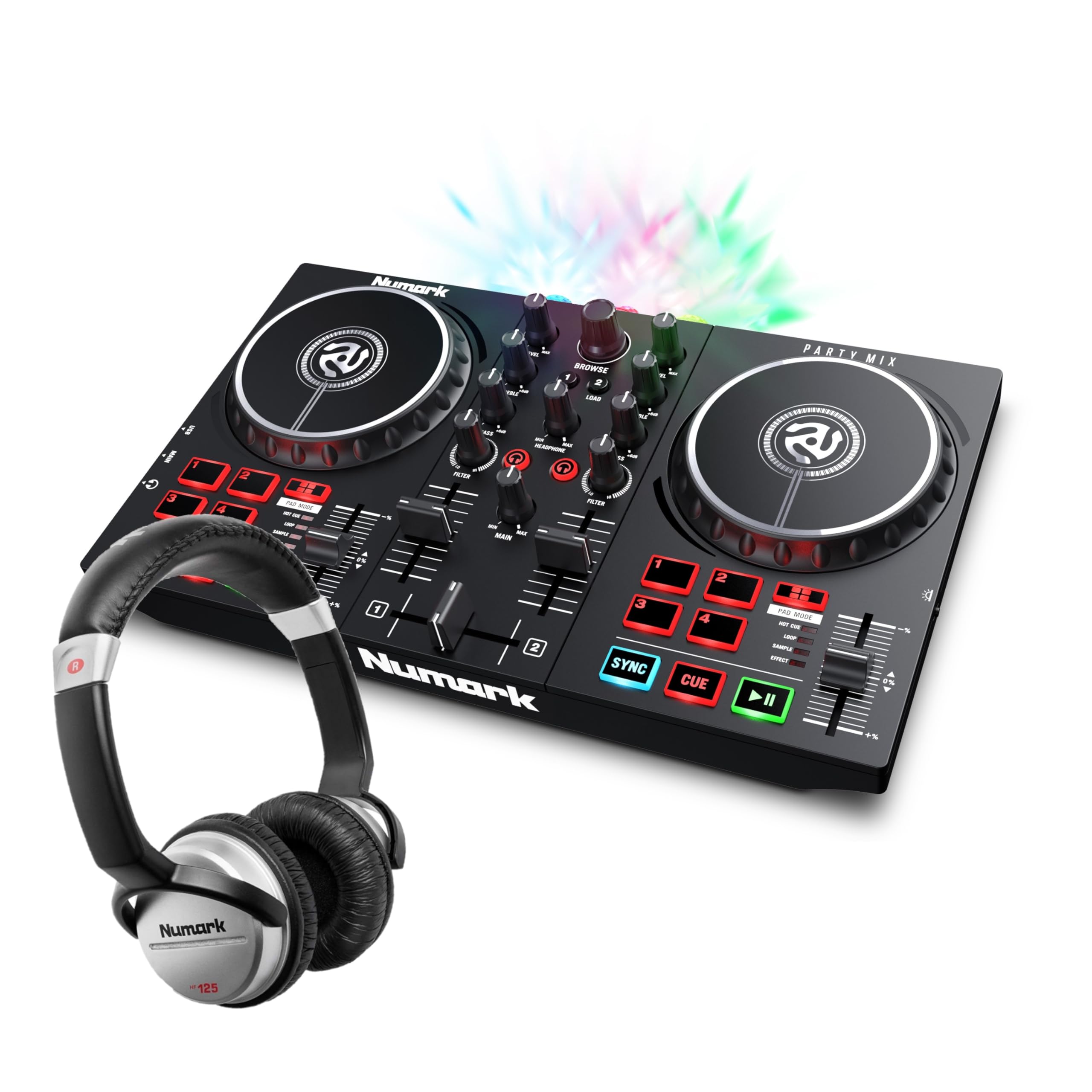 Numark Party Mix II + HF 125 – Einsteiger DJ Controller Set mit DJ  