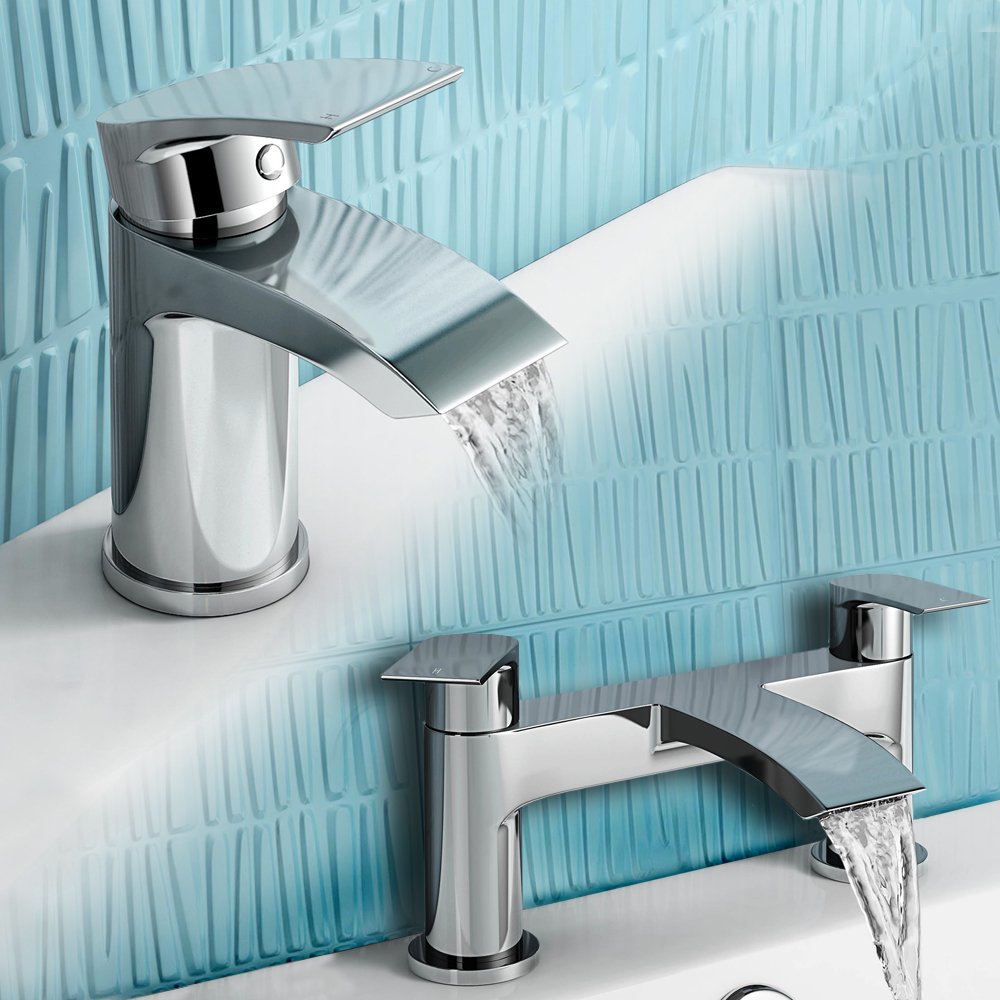 iBathUK | Cloakroom Basin Sink Mixer Tap + Bath Filler Bathroom Faucet Set TP454