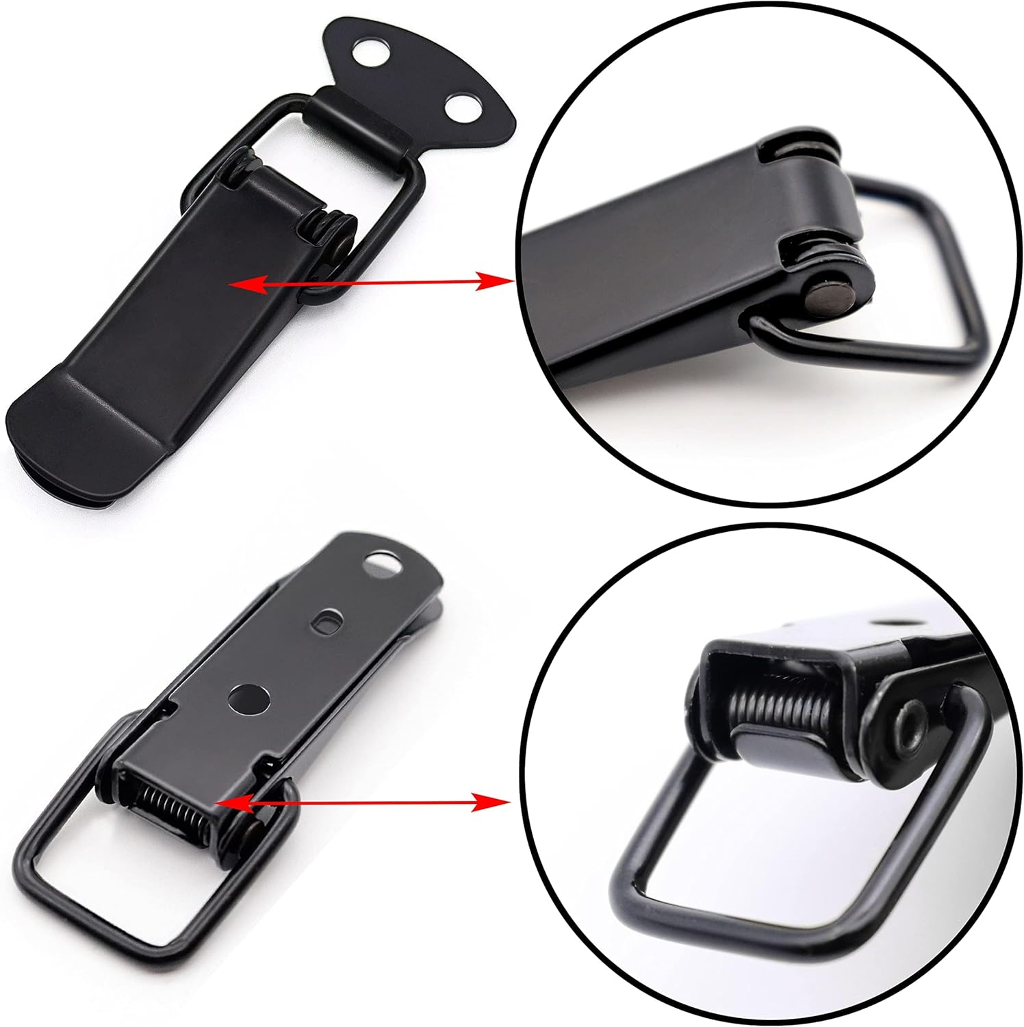 Lesnala 12 Set of Black Toggle Latch Stainless Steel Spring Toggle Lock Clasp Buckle Latch for Wooden Case Toolboxes Cabinet Chest, Latch Catches Hasps Clamps 75mm Overall Length with Mounting Screws