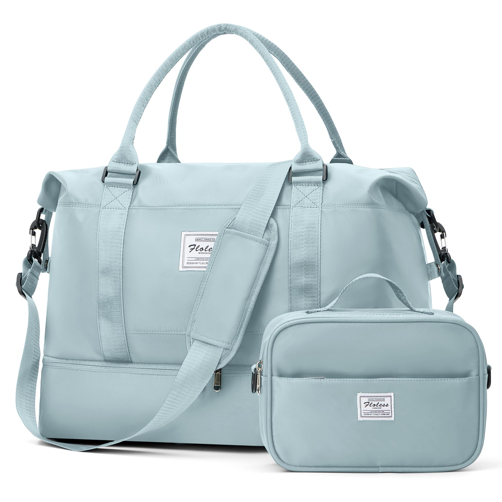 Borsone da Viaggio Donna, Bagaglio a Mano Borsa da Viaggio con Scomparto per le Scarpe, Borsa Sportiva Borsone da Palestra Grande, Borsa da Weekend, Borsa per Ospedale,C6 blu