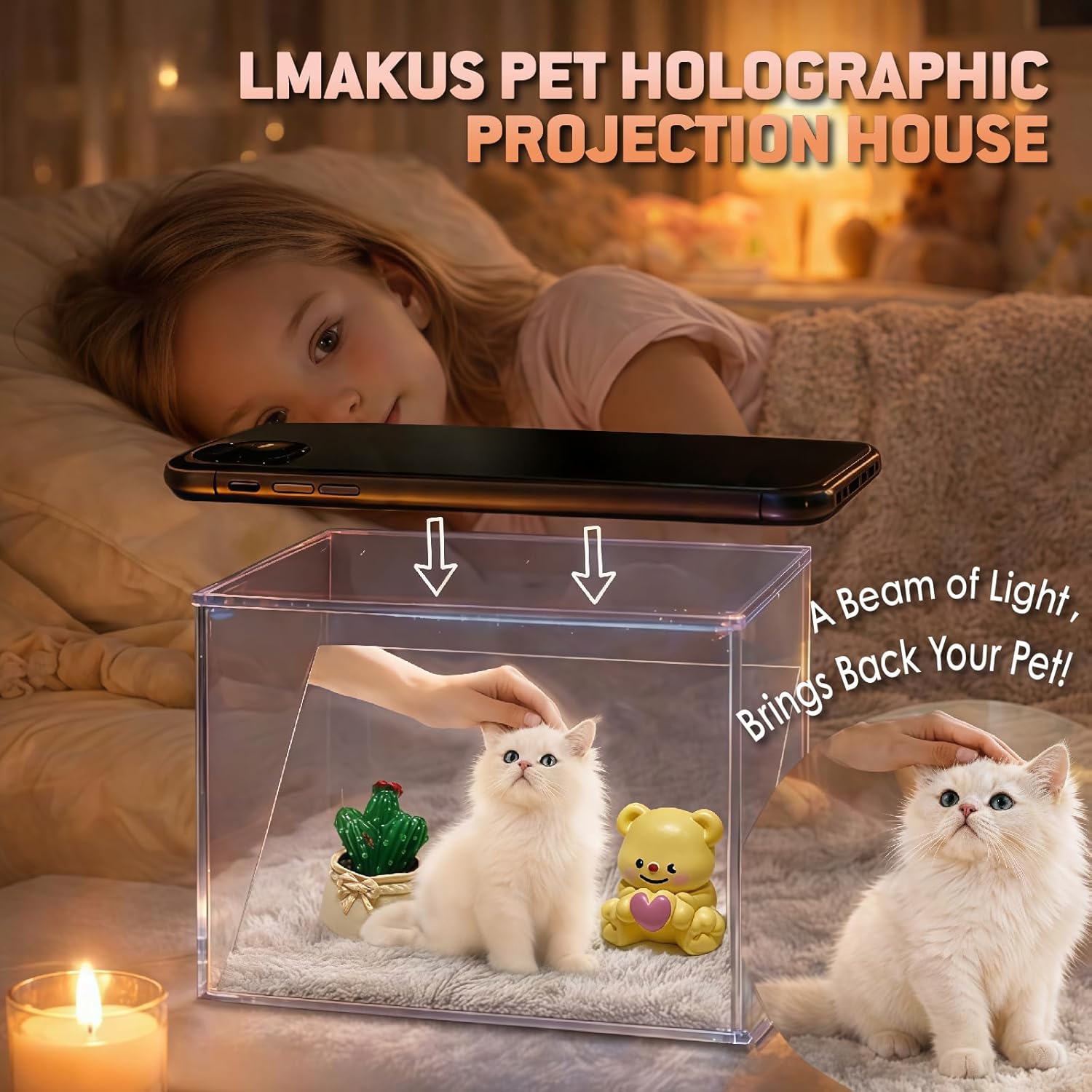 Pet Holographic Projection House, Custom Pet 3D Hologram Digital Video, Pets Cat&Dog Memorial Gifts for Loss of Dog Sympathy Gift, Personalized Dogs Remembrance Gifts for Dogs Owners - Image 2