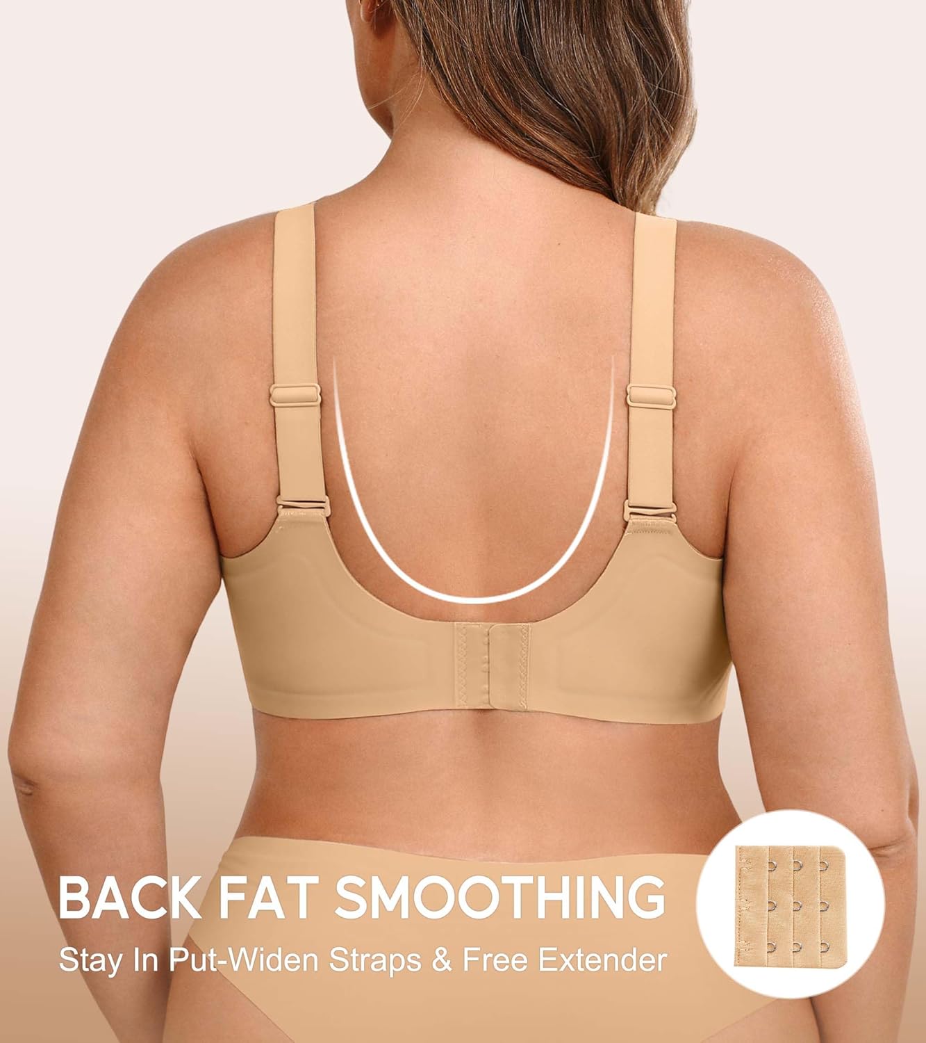 Wireless Bras for Women No Underwire Plus Size Supportive Full Coverage Padded Minimizer Bra Comfortable Seamless Push Up Bralette for Large Breast Skin XX-Large - Image 4