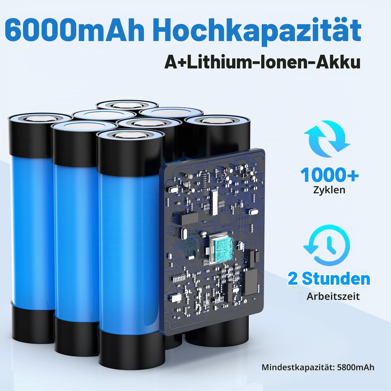 NASTIMA 14,4V 6000mAh Li-Ion Akku Kompatibel mit Vorwerk Kobold VR200, Art.-Nr. 20884-1, Staubsauger-Akku mit BMS