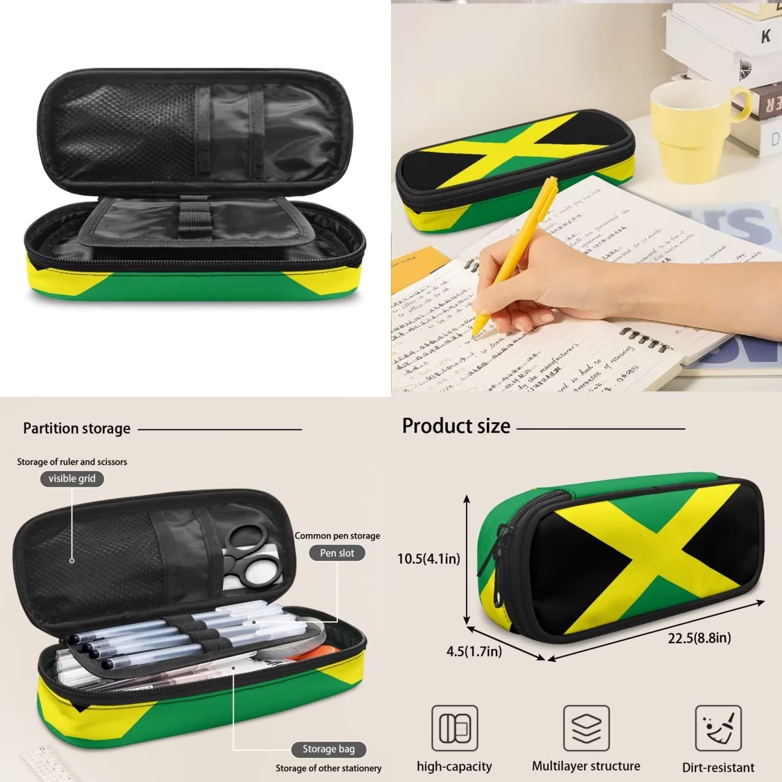 POLERO Mochila escolar de caballos para niños, juego de bolsas de almuerzo, estuche para lápices, 3 piezas, bolsas escolares, Bandera de Jamaica, Talla única, Mochila infantil