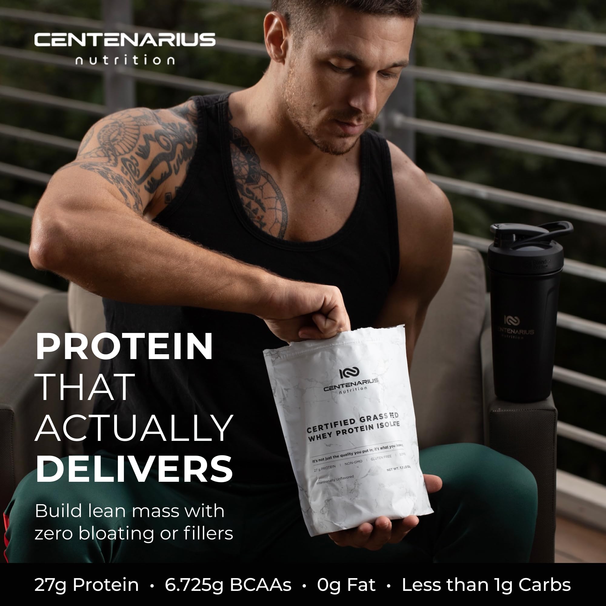 Centenarius Irish Grass-Fed Whey Protein Isolate Powder, Virtually Lactose-Free, Non-Bloating, Easily Digestible, 500g, 27g Protein, 6.7g BCAAs, Unflavored, USA Made, No Soy, No Artificial Flavors — Amazon image 8