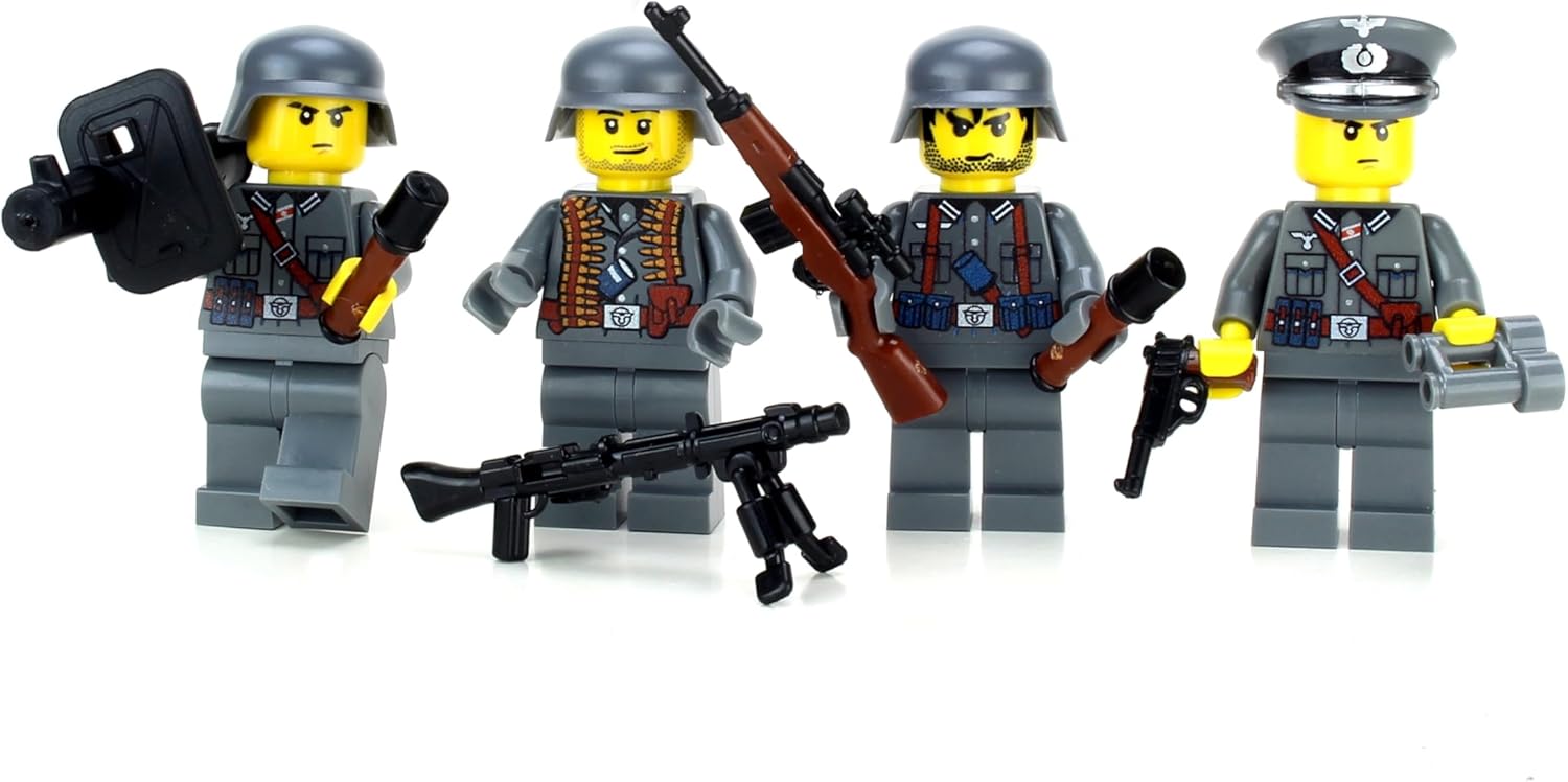 Battle Brick Collectible 1.6 Inches Tall German WW2 Soldiers Squad Custom Minifigure | Genuine Military Minifig | Printed in the USA | Great Gift for Ages 8+ to Adult AFOL
