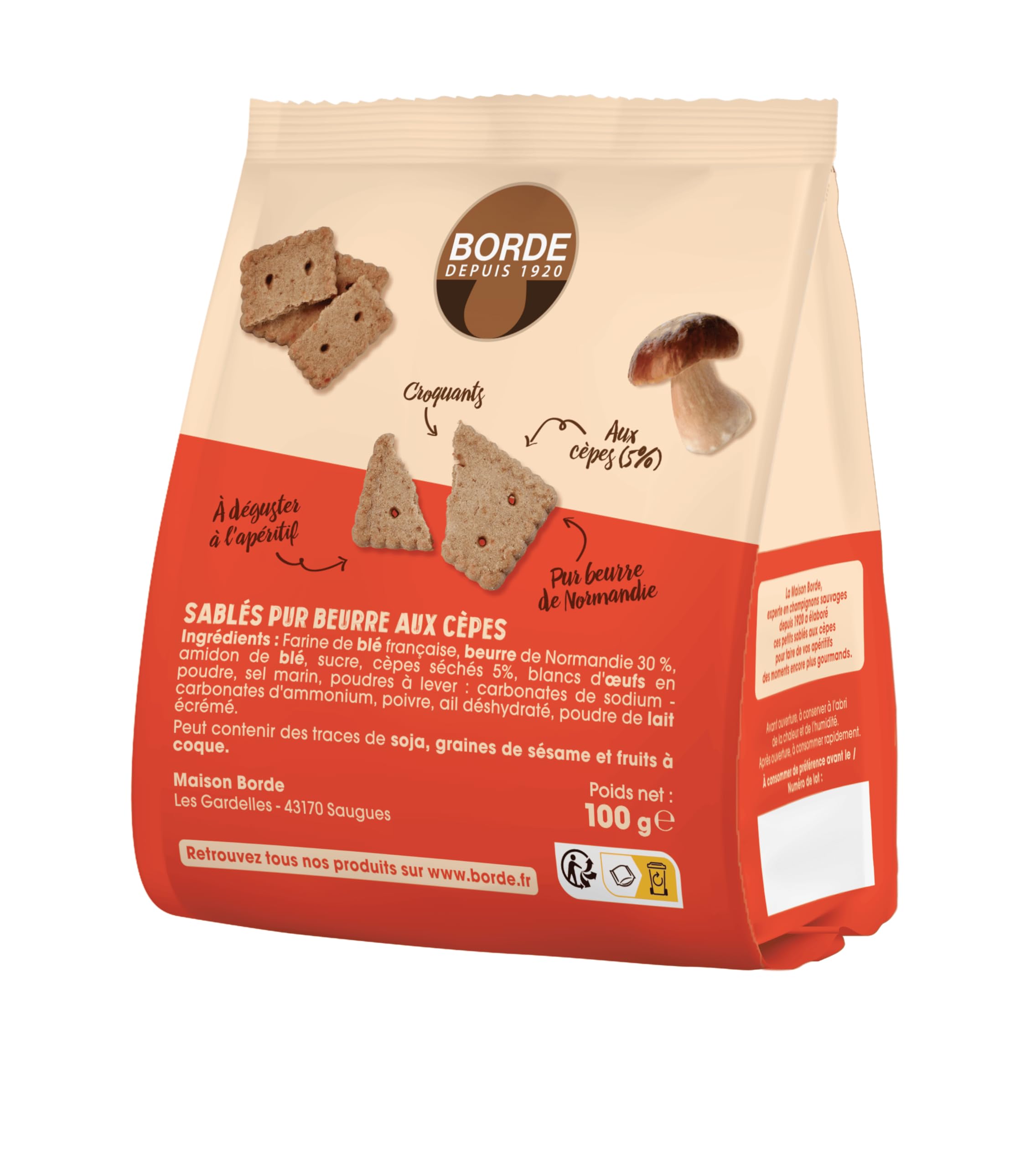 Petits sablés apéritifs aux cèpes 100g Borde