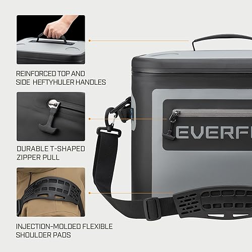 Miniatura 5 de EVERFUN Hielera suave para 30 latas, bolsa de almuerzo aislada portátil para hombres y mujeres, caja de hielo impermeable para viajes, playa,