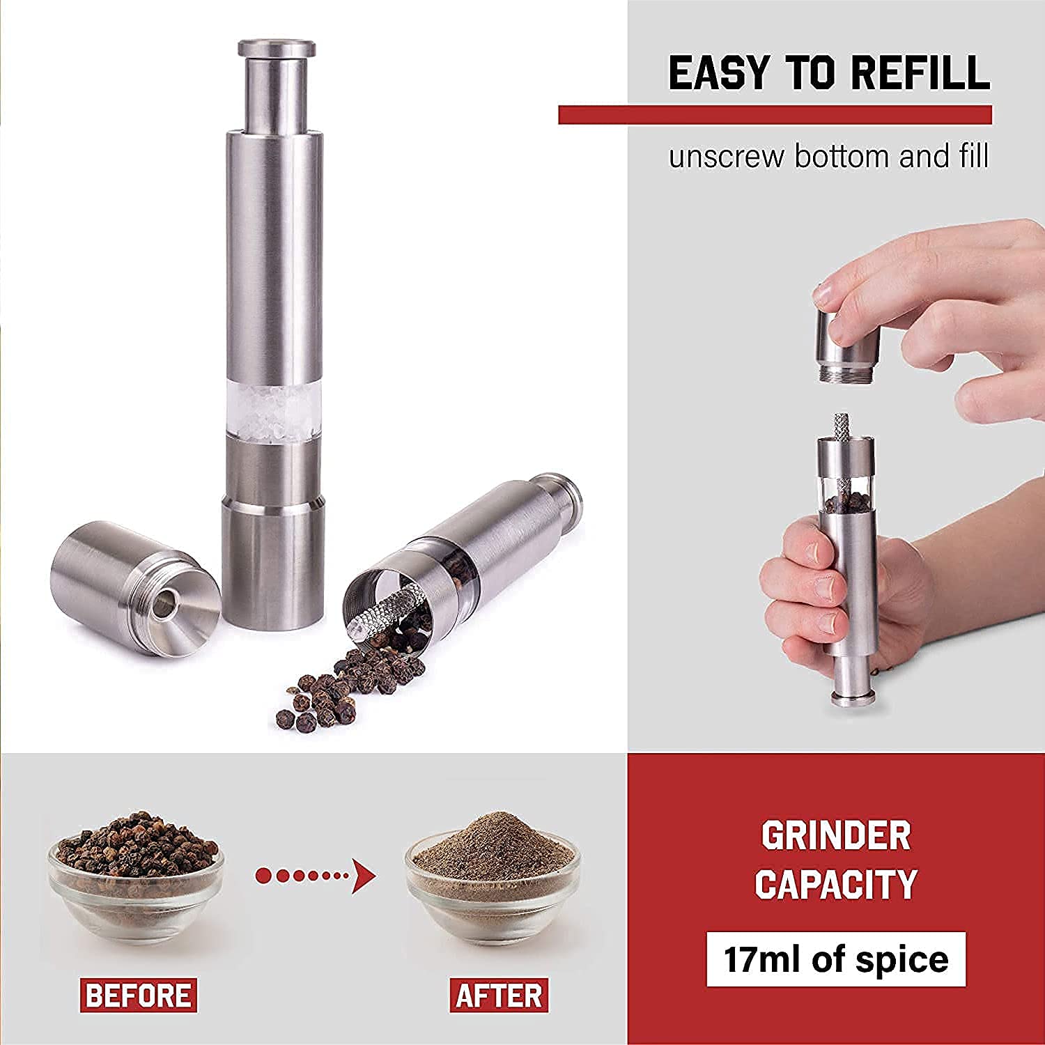 FnS Premium Salt & Pepper Grinder - 2-in-1 Design -4 FnS Premium Salt & Pepper Grinder - 2-in-1 Design -4