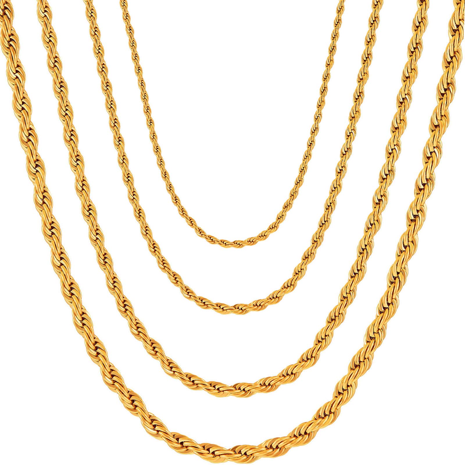 OSTAN2 MM 3 MM 4 MM 5MM Collar de Cuerda torcida Collar de Cadena de Acero Inoxidable Hombres Mujeres Joyería