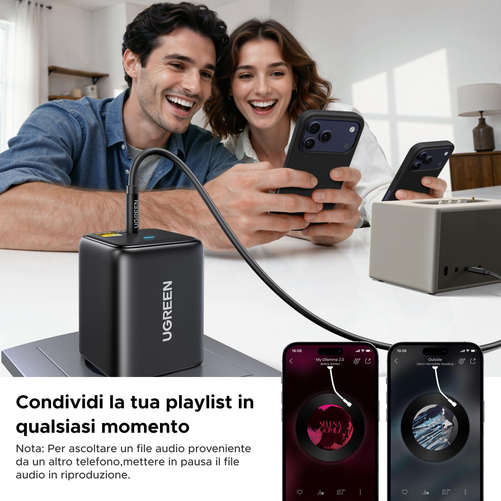 UGREEN Ricevitore Bluetooth 6.0 LDAC/SBC/AAC Audio Adattatore 3,5 mm Hi-Res HiFi Bassa Latenza Wireless Alimentatore a Innesto Diretto Compatibile con Telefono Tablet Altoparlante Amplificatore