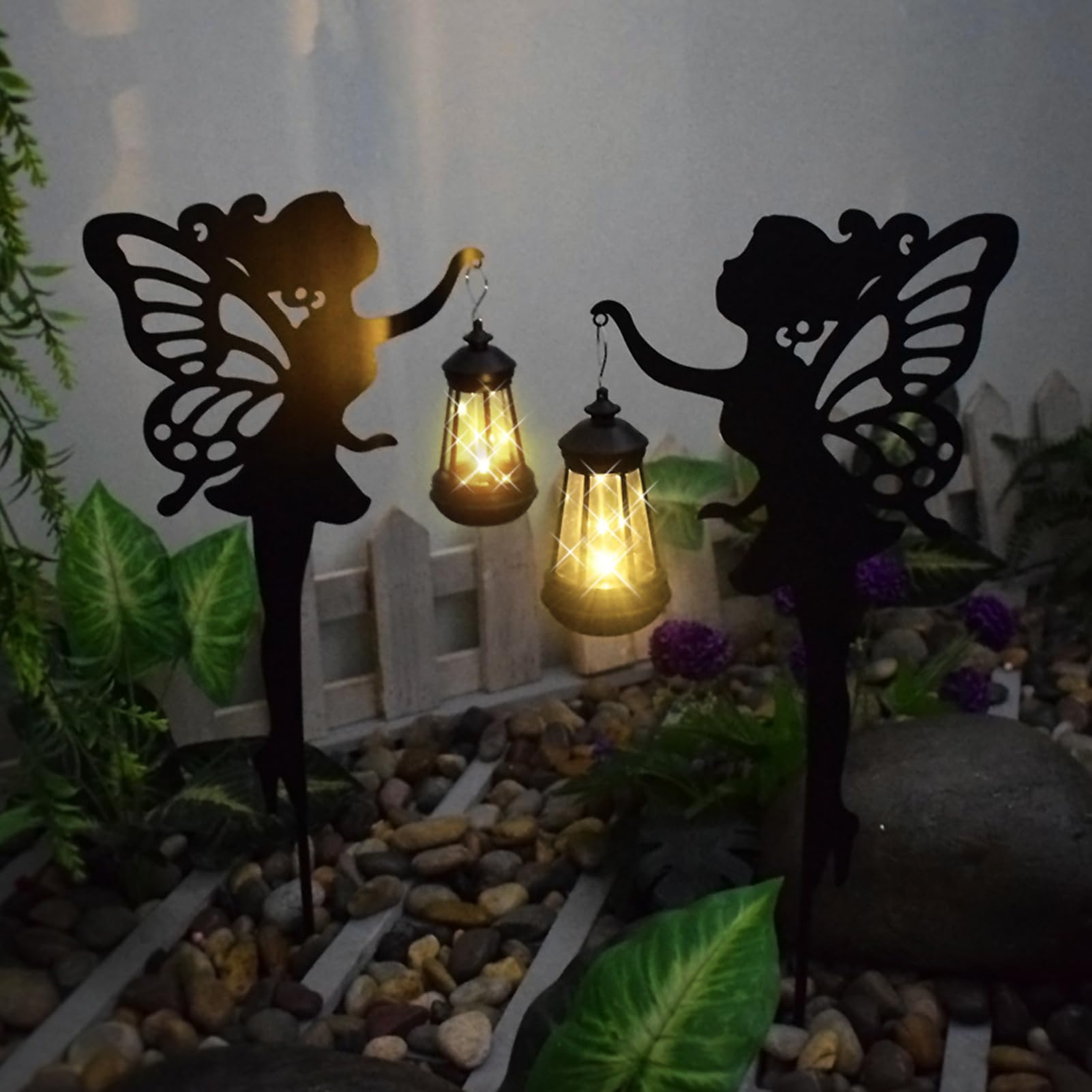 Pali da Giardino Decorativi | Figurina Solare Da Esterno Con,Decorazione da Giardino,Per Cortile Patio Portico Prato Paesaggistica Natale E Feste