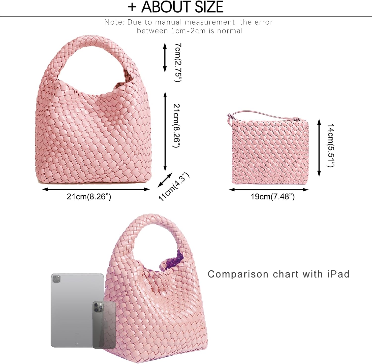 JINMANXUE Small Woven Bag for Women Cute Hobo Tote Handbag Mini Clutch Purse Vegan Leather Crossbody Shoulder Handmade Bags - Image 4